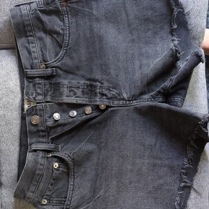 AGOLDE PARKER BLACK LONG SHORTS in size 27, washed black. Color is Chromatic.